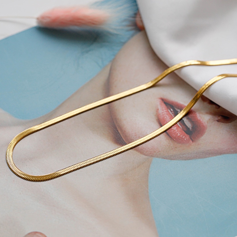 SALE Herringbone 4mm Short Gold Plated Necklace